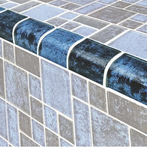 Dark Pool Glass Trim Tile Blue 2x2 - 1 Linear Foot