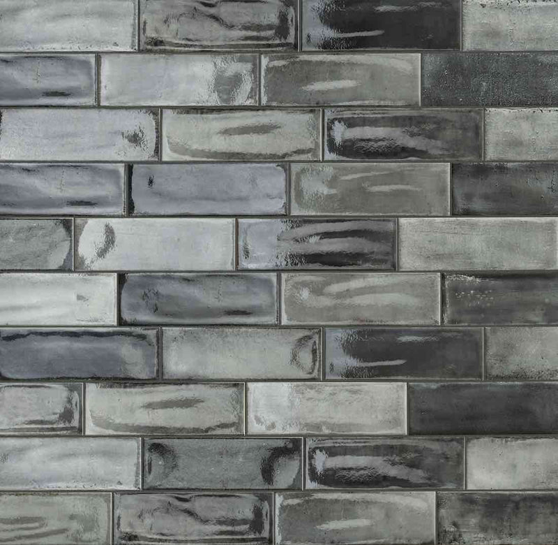 Porcelain Subway Tile Washed Diesel Glossy 4x12 for kitchen backsplash, bathroom, and shower