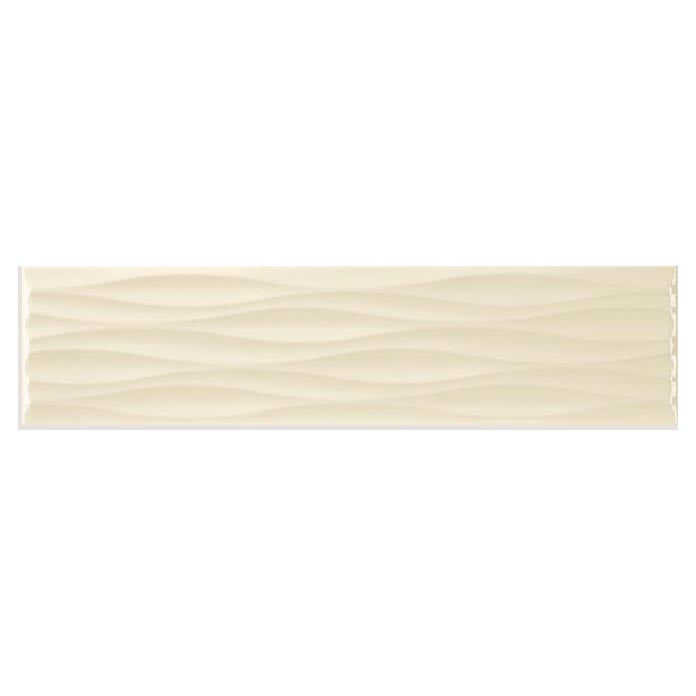 Elegance Creme Glossy Ripple Deco Tile 4x16 for kitchen backsplash, bathroom, and shower walls