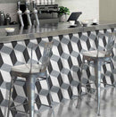 Patterned Porcelain Tile Form 8x8 installed on a coffee bar wall