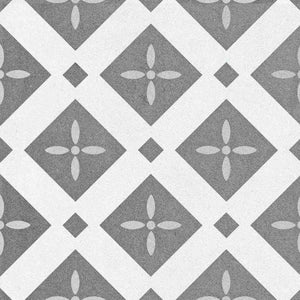 Patterned Porcelain Tile Geo Grey 8x8 for kitchen backsplash, kitchen floor, bathroom wall, bathroom floor, shower wall, shower floor, and pool