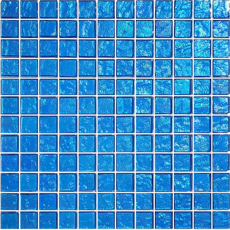 Iridescent Clear Glass Pool Tile Pale Blue 1x1 for pool and spas