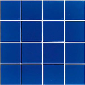 Glass Mosaic Tile Minimalistic Navy Blue 3x3 for bathroom, kitchen backsplash, and swimming pool