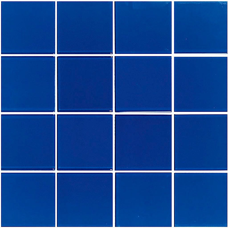 Glass Mosaic Tile Minimalistic Navy Blue 3x3 for bathroom, kitchen backsplash, and swimming pool