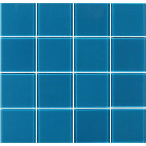 Glass Mosaic Tile Minimalistic Turquoise 3x3 for bathroom, kitchen backsplash, and swimming pool