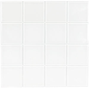 Glass Mosaic Tile Minimalistic White 3x3 for bathroom, kitchen backsplash, and swimming pool