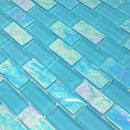 Glass Mosaic Tile Sheen Aqua 1x2 for bathroom and shower walls