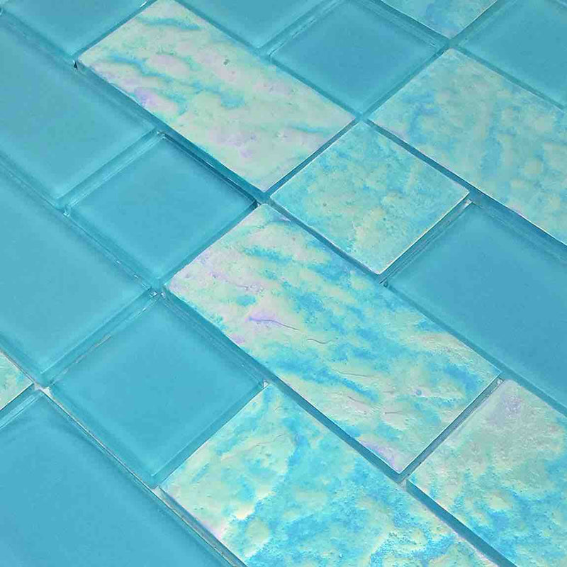 Glass Mosaic Tile Sheen Aqua Mixed for bathroom, and spas