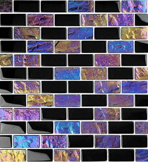 Glass Mosaic Tile Sheen Black 1x2 for pool and spas