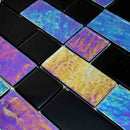 Glass Mosaic Tile Sheen Black Mixed Iridescent for saltwater pools and spas
