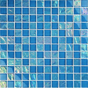 Glass Mosaic Tile Sheen Blue 1x1 for pool and bathroom