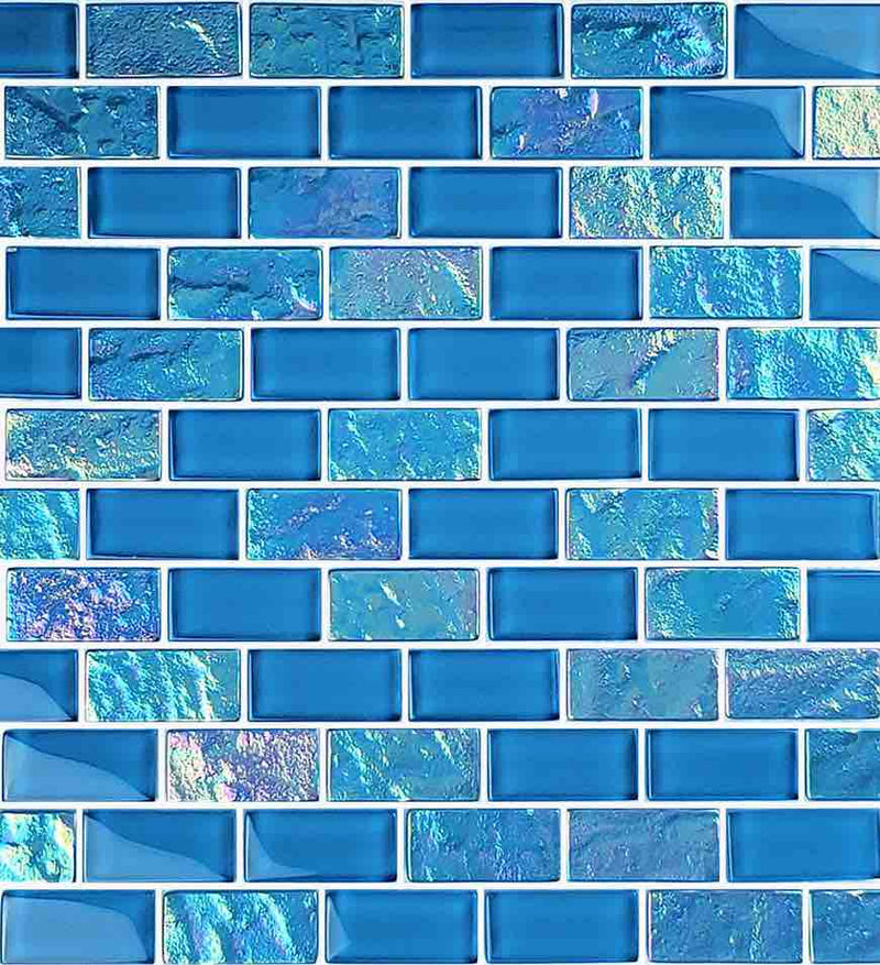 Glass Mosaic Tile Sheen Blue 1x2 for pool and spa