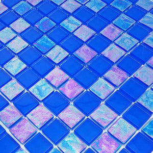 Glass Mosaic Tile Sheen Sky Blue 1x1 for bathroom and backsplash