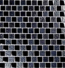 Glass Mosaic Tile Staggered Mirroring Black 1x1 for pools and spas