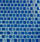 Glass Mosaic Tile Staggered Mirroring Blue 1x1 for swimming pool