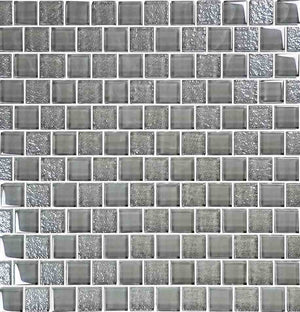 Glass Mosaic Tile Staggered Mirroring Grey 1x1 for pools and spas