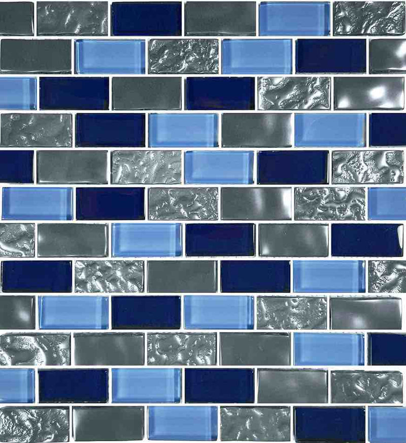 Glass Pool Mosaic Tile Blue Blend 1x2 for commercial and residential swimming pools