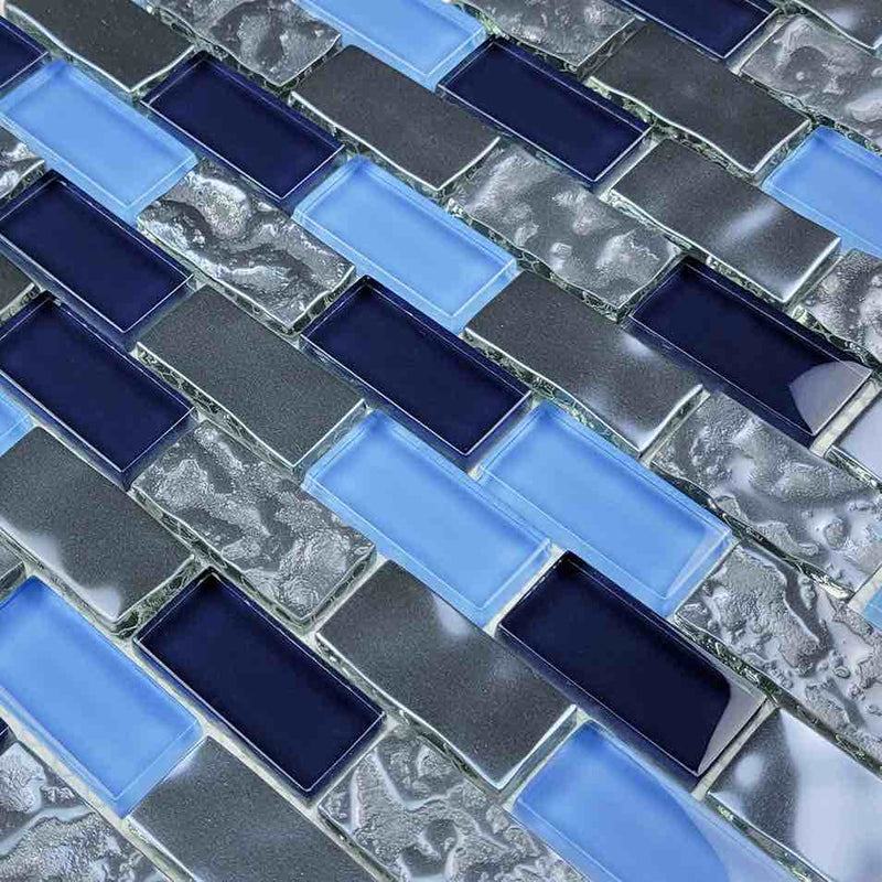 Glass Pool Mosaic Tile Blue Blend 1x2 for swimming pool and spas