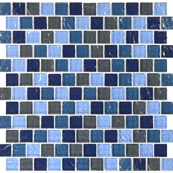 Glass Pool Mosaic Tile Charcoal Blue 1 x 1