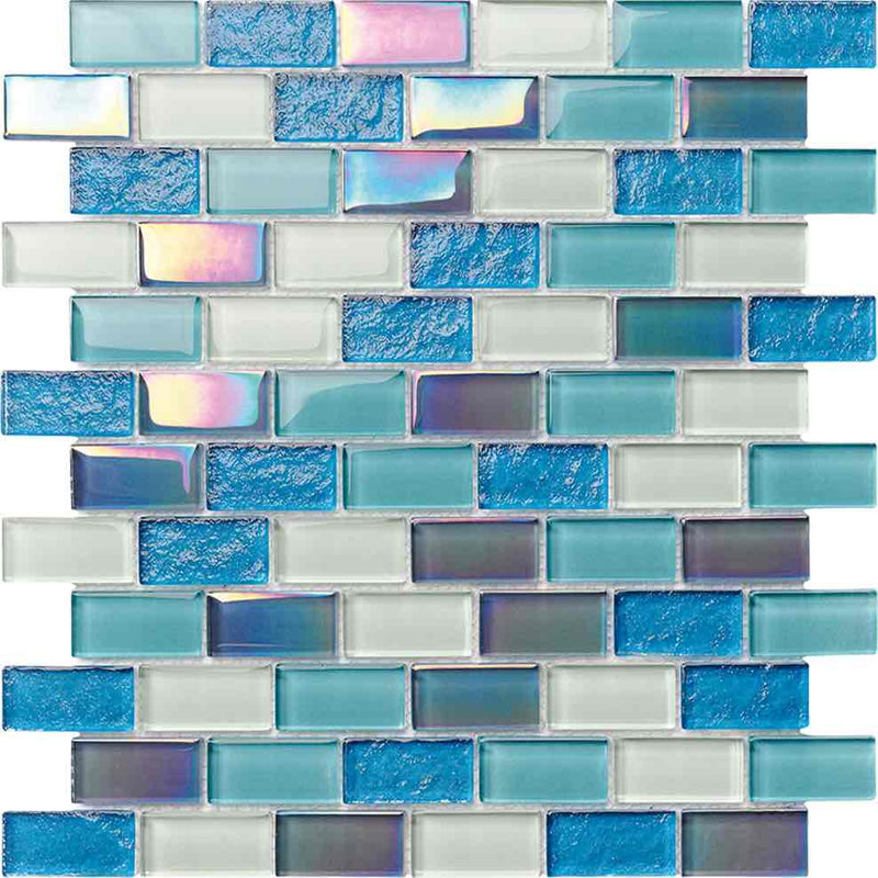Glass Pool Mosaic Tile Miami Blend 1x2 for swimming pool, bathroom and spa