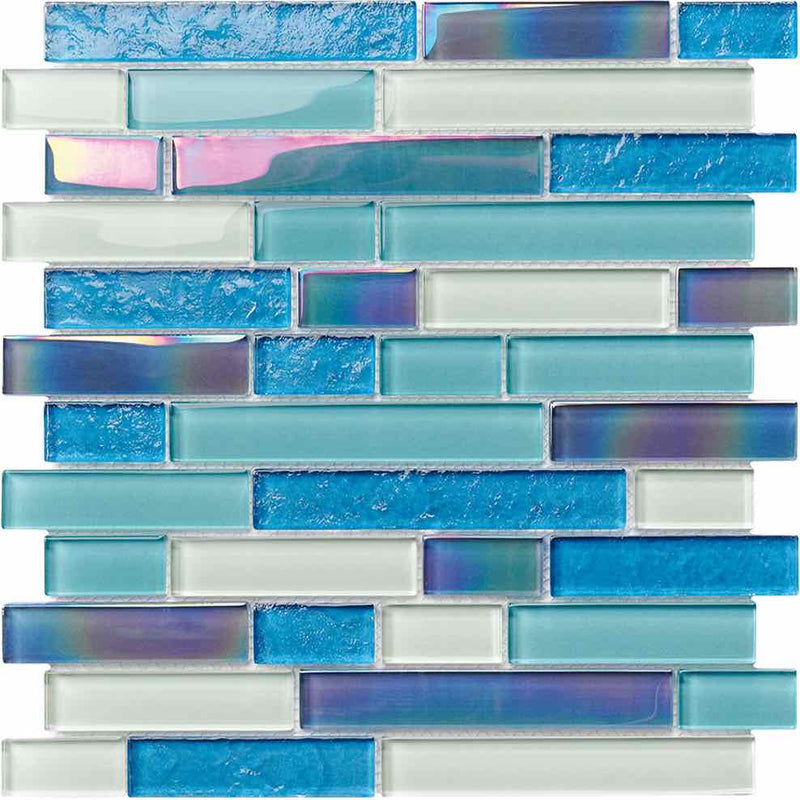 Glass Pool Mosaic Tile Miami Blend Linear for pool, bathroom, and spa