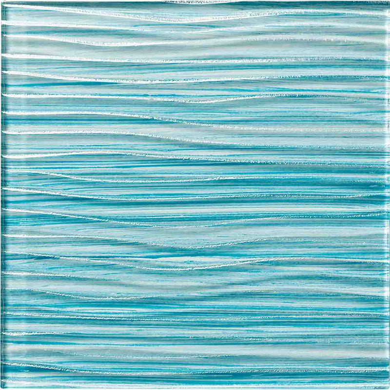 Glass Pool Tile Waves Turquoise 6x6 for swimming pool, bathroom, and spa