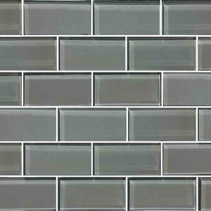 Glass Subway Mosaic Tile Gray 2x4 for backsplash, bathroom, shower wall, and swimming pools