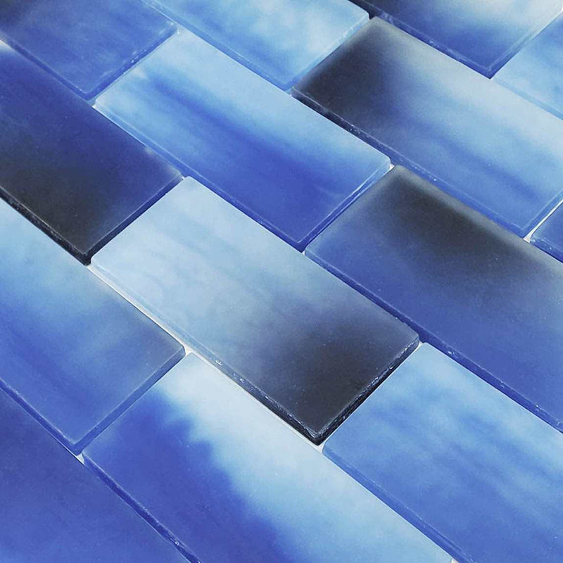 Glass Subway Tile Frosted Sky 2x4 for backsplash and bathroom