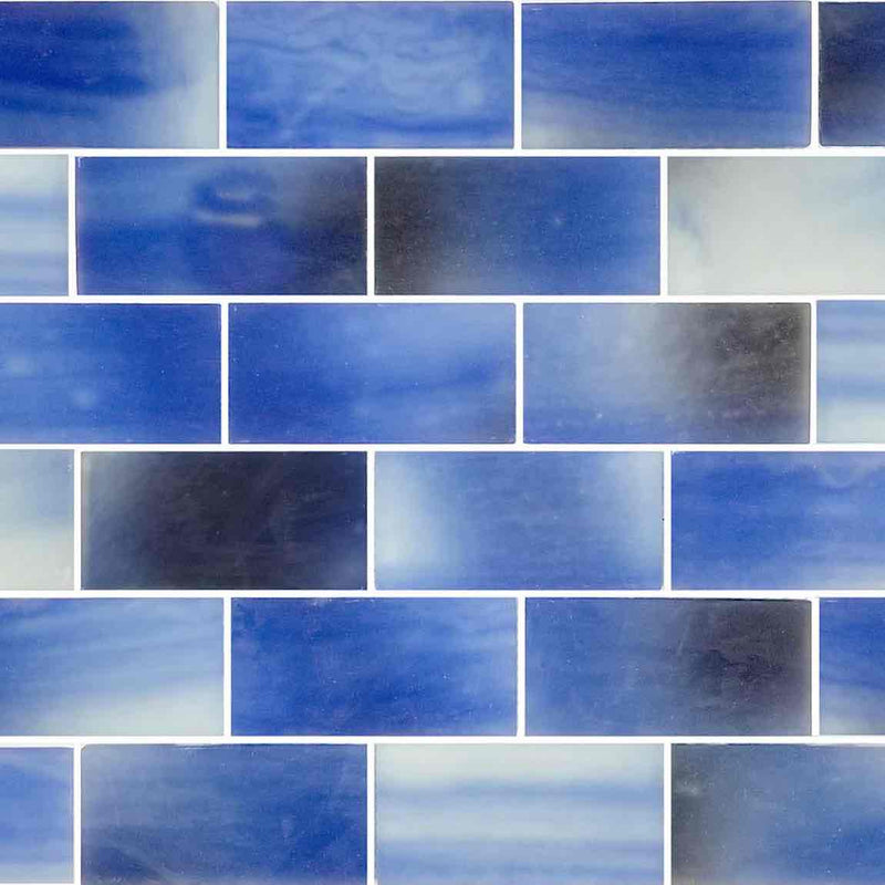 Glass Subway Tile Frosted Sky 2x4 for pool and spas