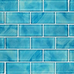Glass Subway Tile Stratus Aqua 2x4 for swimming pool and spas