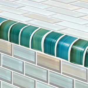 Trim glass tile turquoise for pool edge
