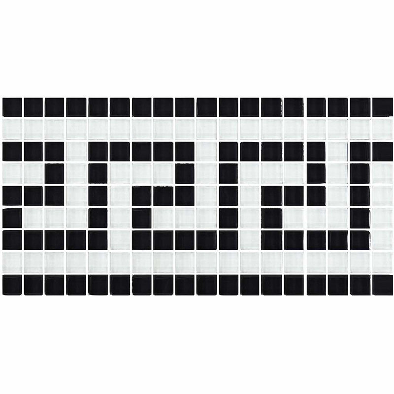 Pool Waterline Glass Tile Black and White 5/8x5/8 for pool waterline and spas