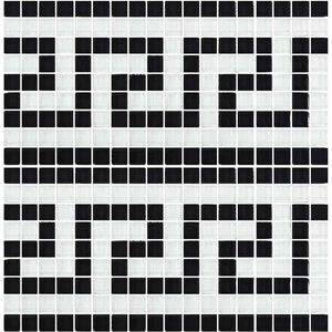 Pool Waterline Glass Tile Black and White 5/8x5/8 for saltwater pool waterline and spas