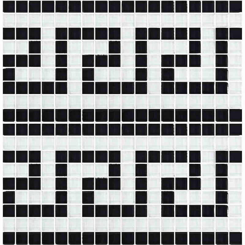Pool Waterline Glass Tile Black and White 5/8x5/8 for saltwater pool waterline and spas