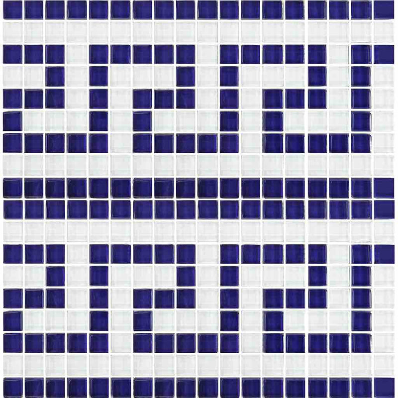 Greek Pool Waterline Glass Tile Blue and White 5/8x5/8