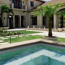 Pool Waterline Glass Tile Blue and White 5/8x5/8 installed on a mediterranean swimming pool