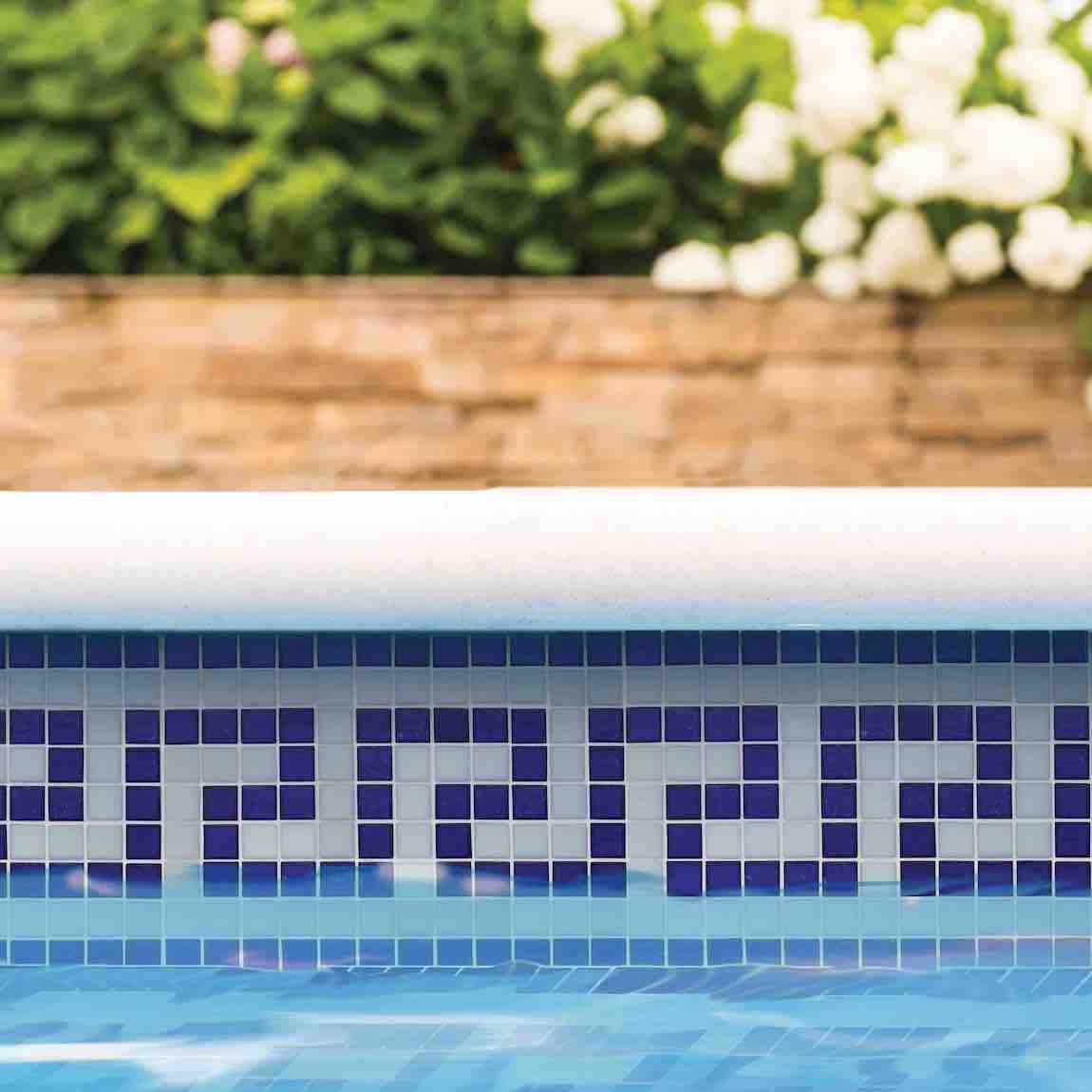 Pool Waterline Glass Tile Blue and White 5/8x5/8