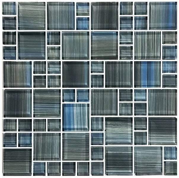 Grey Blue Waters Glass Mosaic Tile Pattern