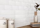 Handcrafted White 3x12 Ceramic Wall Tile featured on a backsplash