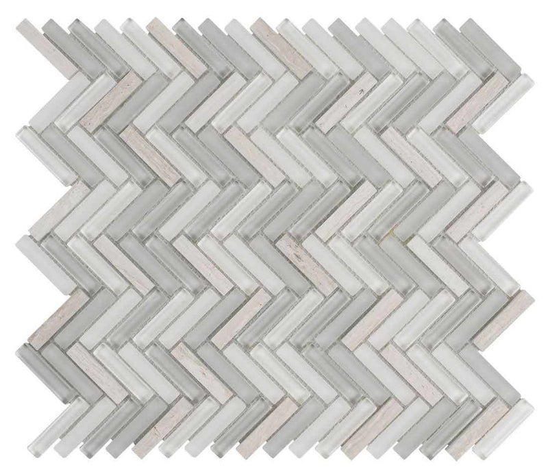 Herringbone Glass Stone Tile Haisa Light for shower