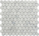 Hexagon Carrara White Marble Mosaic Tile 1x1 for kitchen backsplash, bathroom, shower, floor, and wall