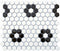 Hexagon Flower Mosaic Tile Black and White for kitchen backsplash, bathroom, shower, floor, and wall