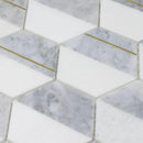 Inlay Brass Gold Hexagon Carrara Tile-Mineral Tiles
