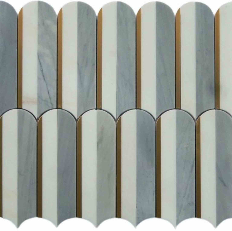 Inlay Brass Gold Marble Mosaic Tile Athens for kitchen backsplash, and bathroom walls