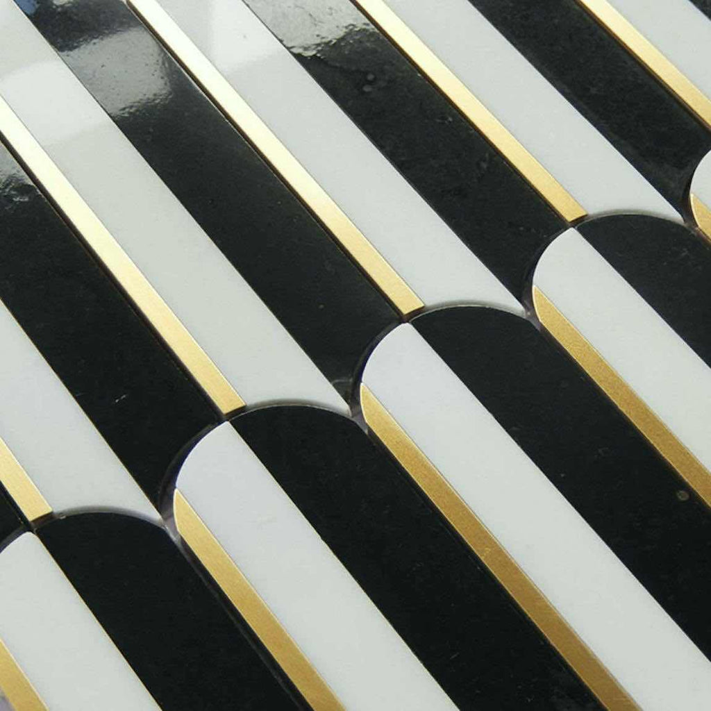 Inlay Brass Gold Marble Mosaic Tile Rome | Mineral Tiles