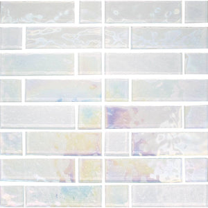 Iridescent Glass Pool Tile Milk Multi-Linear for swimming pool, spas, bathroom, and shower