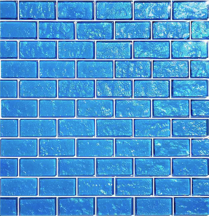 Iridescent Clear Glass Pool Tile Pale Blue 1x2 for swimming pool and spas
