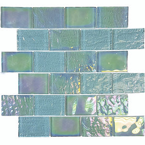 Iridescent Glass Tile SoCal Emerald 2x3 for swimming pool