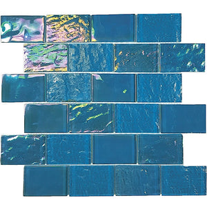 Iridescent Glass Tile SoCal Turquoise 2x3 for pool and spa