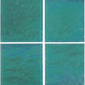 Iridescent Glass Tile Veranda Green 6x6 for pools and spas